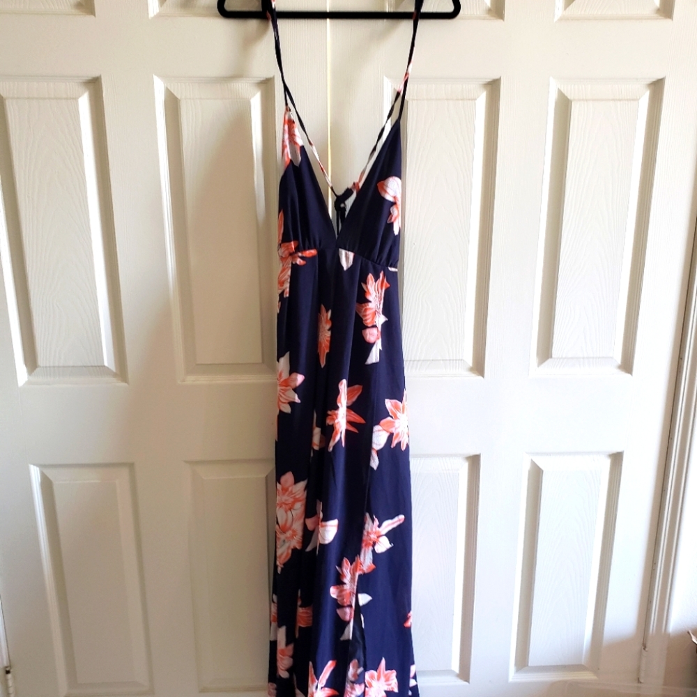 "SIMPLEE" Sexy Summer Beach Navy Blue Maxi Dresses